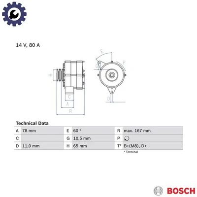 ALTERNATOR 0 986 034 120 FOR SAAB 900/Hatchback/�/Convertible/I/Combi/II 9000 - Image 1 of 4