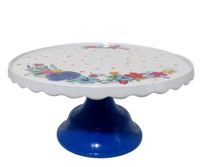 Pedestal con soporte para pasteles floral azul para mujer The Pioneer festoneado fiesta de melamina nuevo con etiquetas Foto 1 de 4