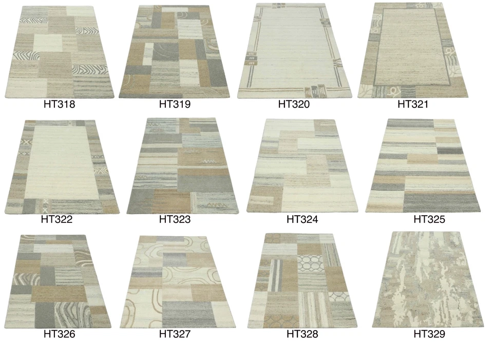 Teppich 100% Natur wolle Ungfärbt, Nepal Handgefertigt Orientteppich 12 Design - Bild 1 von 1