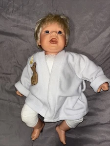 Muñeca bebé realista Lee Middleton Reva 1997 cabello rubio ojos azules #050897 pulgar - Imagen 1 de 11