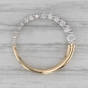 0.21ctw Diamond Circle Pendant 14k White Yellow Gold Floating Drop - Picture 1 of 5