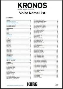 KORG Kronos Voice Name List: 281 Pages, Full Color, Coil - 3 Books - Picture 1 of 1