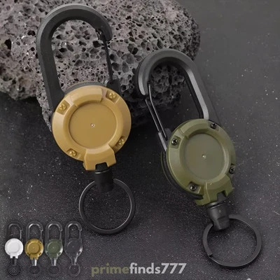 Heavy Duty Retractable Carabiner Key Chain Badge Holder Steel Cord Keychain - Image 1 of 4