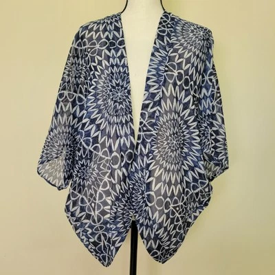 EUC Gap Size M/L Open Front Sheer Short Kimono Blouse Top Cardigan Navy Blue - Image 1 of 4