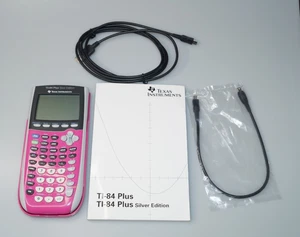 TI-84 Plus Silver Edition Calculator Pink With Cover, Cables, Book and Software - Picture 1 of 11