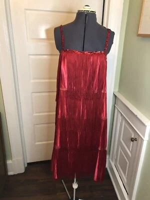 Fantasia de cetim vermelho com alças de lantejoulas, tamanho feminino XL 20 - Imagem 1 de 4