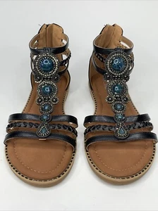 Jessica Cline Raven black strappy sexy Jeweled sandal Women’s shoes size 11M - Picture 1 of 9