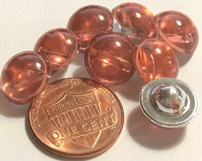 8 Small Semi-Translucent Muted Melon Plastic Buttons Bit Over 7/16" 11.6mm 12410 - Image 1 of 4