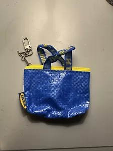 IKEA Bag Keyring Bag Charm Knolig Zip Up Purse Bag Clip Mini Blue Shopper Bag - Picture 1 of 4