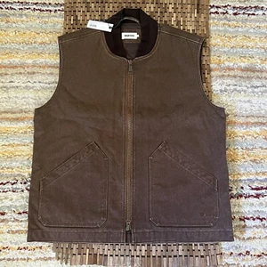 NWT Huckberry Taylor Stitch Workhorse Waxed Chipped Canvas Vest Brown Black XL - Picture 1 of 3