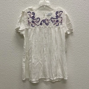 Crown & Ivy Mädchen mittlere Bluse Top Shirt rosa bestickt weiß Blumenmuster Gaze - Bild 1 von 8