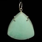 Green CHRYSOPRASE pendant polished cabochon Sterling Silver crystal 50 cts#7568T