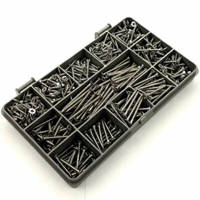 BOLT WORLD 460 ASSORTED A4 STAINLESS STEEL 6g 3mm POZI CSK WOODSCREWS SCREW DIY KIT