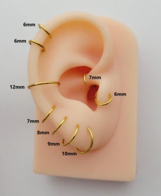 20G/18G/16G Titanium Hoops Earrings Nose Ring Helix Hinged Segment Cartilage - Image 1 of 4