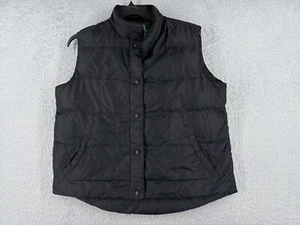 Cabelas Vest Mens Large Black Goose Down Puffter Button Up Nylon Shell Hike Camp - Picture 1 of 13