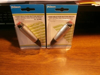 LOT/2 Hand Held In-Line Push Button Switch Philmore 30-825,SPST OFF-(ON),NIP - Image 1 of 4