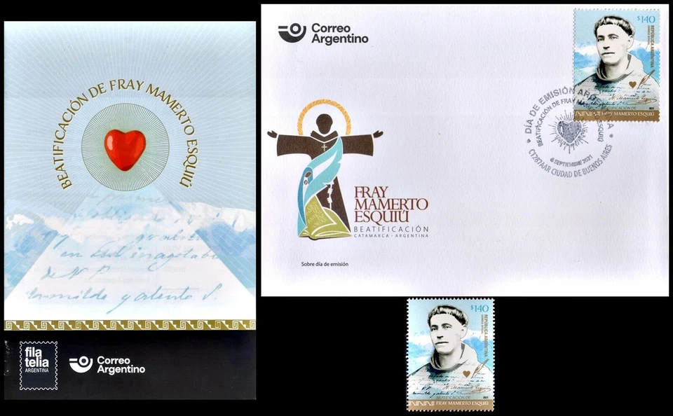 ARGENTINA-2021- STAMPS-BEATIFICATION OF FRAY MAMERTO SQUIÚ+ FDC - Image 1 of 1