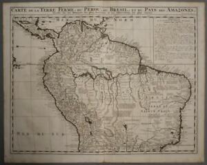 NORTHERN SOUTH AMERICA BRAZIL AMAZON RIVER  1720 CHATELAIN ANTIQUE ORIGINAL MAP