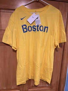 NWT Nike Boston Red Sox City Connect Boston Marathon Yellow T-Shirt Men's Large - Picture 1 of 5