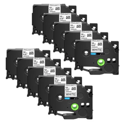 CRUXER 10PK TZ Laminated Label Tape Black on White for Brother PT-D210|PT-2040|PT-D400