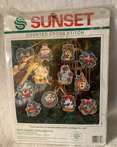 Dimensions Sunset~ Bird Homes ornaments~ cross stitch Kit 18344 - Picture 1 of 2