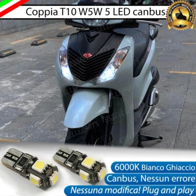 COPPIA LUCI POSIZIONE 5 LED PER HONDA SH 125 150 2009-2012 T10 W5W CANBUS 6000K - Immagine 1 di 2