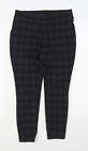 NEXT Womens Grey Plaid Viscose Trousers Size 10 L23 in Regular