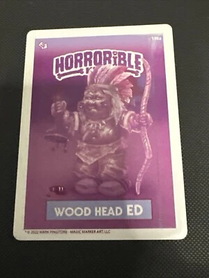 Horrorible Kids Series 7 #198a Magenta Printing Plate Wood Head ED GPK Pingitore - Image 1 of 2