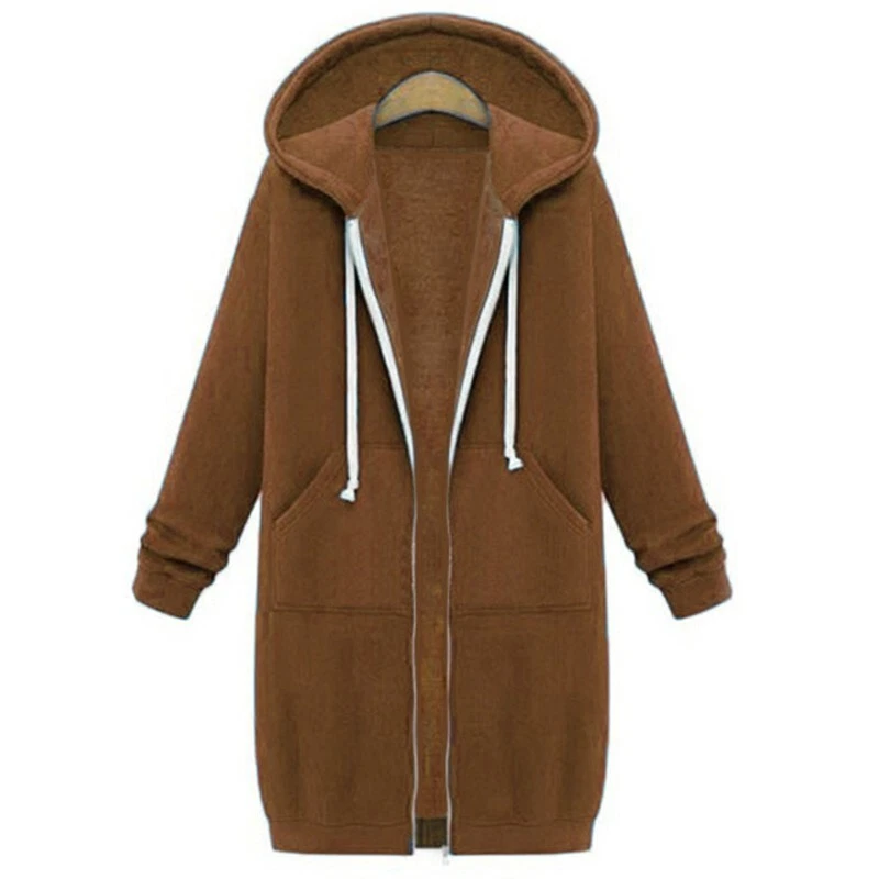 Women's Oversized Jacket Sweatshirt Warm Fleece Jumper Sweater Coat Hoodie Tops - Image 1 of 3