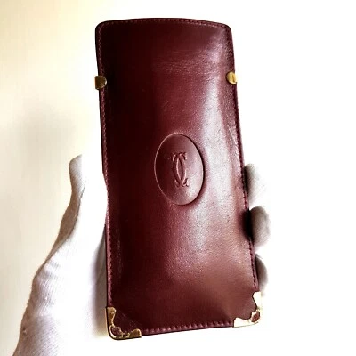 fodero astuccio occhiali da sole CARTIER sunglasses soft case lather red gold Foto 1 de 4