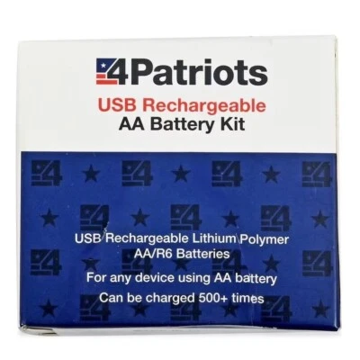 4Patriots USB Rechargeable AA Battery Kit - Lithium Polymer - 1200 mAh - Image 1 of 4