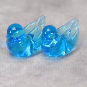 Blue Bird of Happiness Art Glass Figurine Signed Leo Ward Vintage 1994 Lot of 2 - Picture 1 of 6