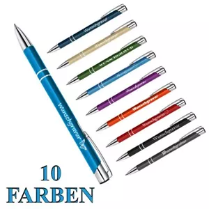 10 Metal Bolígrafo Con Nombre Individual Grabado Texto Artículo Publicitario - Bild 1 von 14