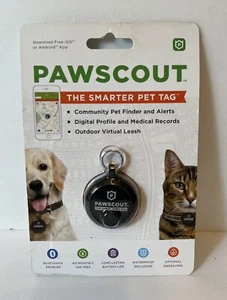 Pawscout The Smarter Pet Tag Community Pet Finder and Alerts Bluetooth Black NEW - Picture 1 of 2