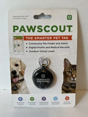 Pawscout The Smarter Pet Tag Community Pet Finder and Alerts Bluetooth Black NEW - Image 1 of 2