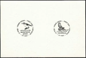 Latvia 2011 (12) Birds of Latvia Warbler Eagle (white card with FD postmarks) - Picture 1 of 3