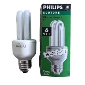 Philips Ecotone PLE-U 6w ES E27 CFL Compacto Fluorescente Stick Bombilla 827 - Imagen 1 de 4