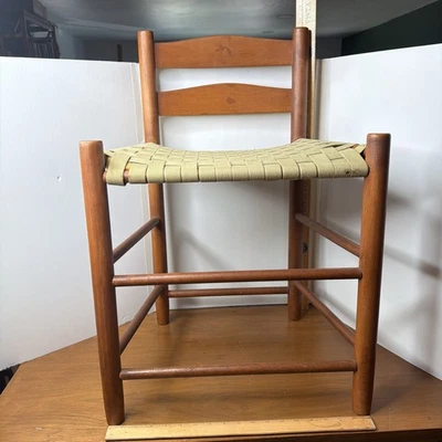 Wood New England Shaker Ladder Low Back Woven Accent Single Chair “D” - Image 1 of 4