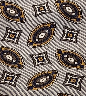 Robert Talbott Best of Class Tie 56"x4" 100% Silk Gray Medallion USA Vintage - Image 1 of 4