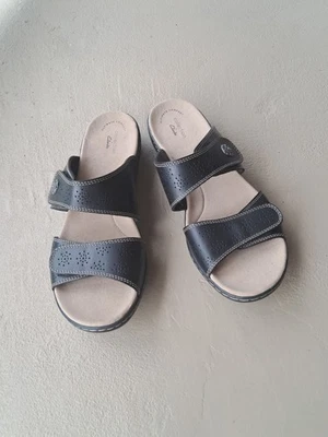 Sandalias Clarks Leisa Lacole para mujer talla 12 negras de cuero sin cordones cómodas Foto 1 de 4