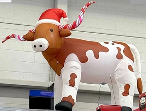 83" Holiday Longhorn Kuh luftgeblasen aufblasbar Weihnachten Garten Dekor - Bild 1 von 4