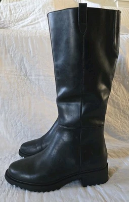 BLONDO Mujer Impermeable Cuero Calise Botas Altas NEGRAS Talla 7.5 NUEVAS Foto 1 de 4