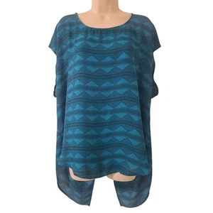 Torrid Rautenmuster Träger Schlitz hinten türkis schwarz Georgette Top Größe 1X - Bild 1 von 5