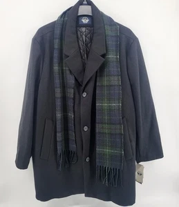 Dockers Black Wool Blend Walking Coat Peacoat with Scarf Men's 4XL NWT - Picture 1 of 8