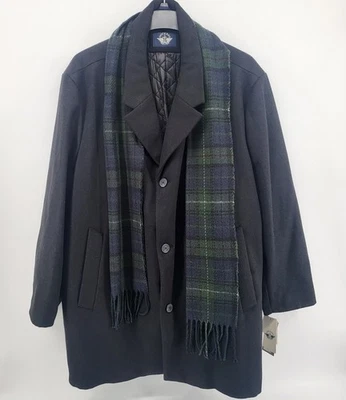Dockers Black Wool Blend Walking Coat Peacoat with Scarf Men's 4XL NWT - Image 1 of 4