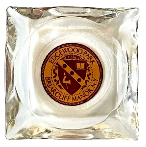 Edgewood Park 1936 Briarcliff Manor, NY Glas quadratischer Aschenbecher Vintage 1950er - Bild 1 von 7
