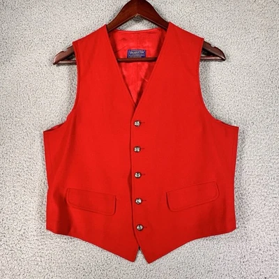 Pendleton Vest Mens Medium Vintage Tuxedo Dress Wool Satin Lined Metal Button - Image 1 of 4