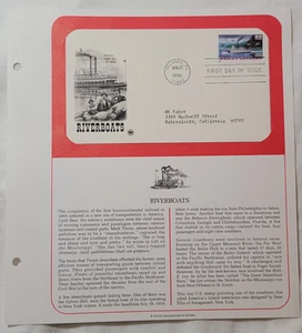 First Day Cover Bailey Gatzert album page 1996 riverboats - Picture 1 of 1