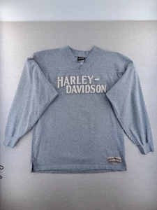 Vtg Harley Davidson T Shirt Mens Medium Gray V Neck Starved Rock Ottowa Illinois - Picture 1 of 7