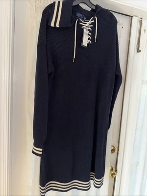 Vestido Polo Ralph Lauren Para Mujer XL Azul Marino Noche Manga Larga Nuevo con Etiquetas Foto 1 de 4